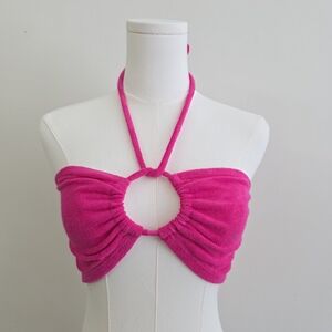wild fable Hot Pink Terry Halter Ring Bandeau Top